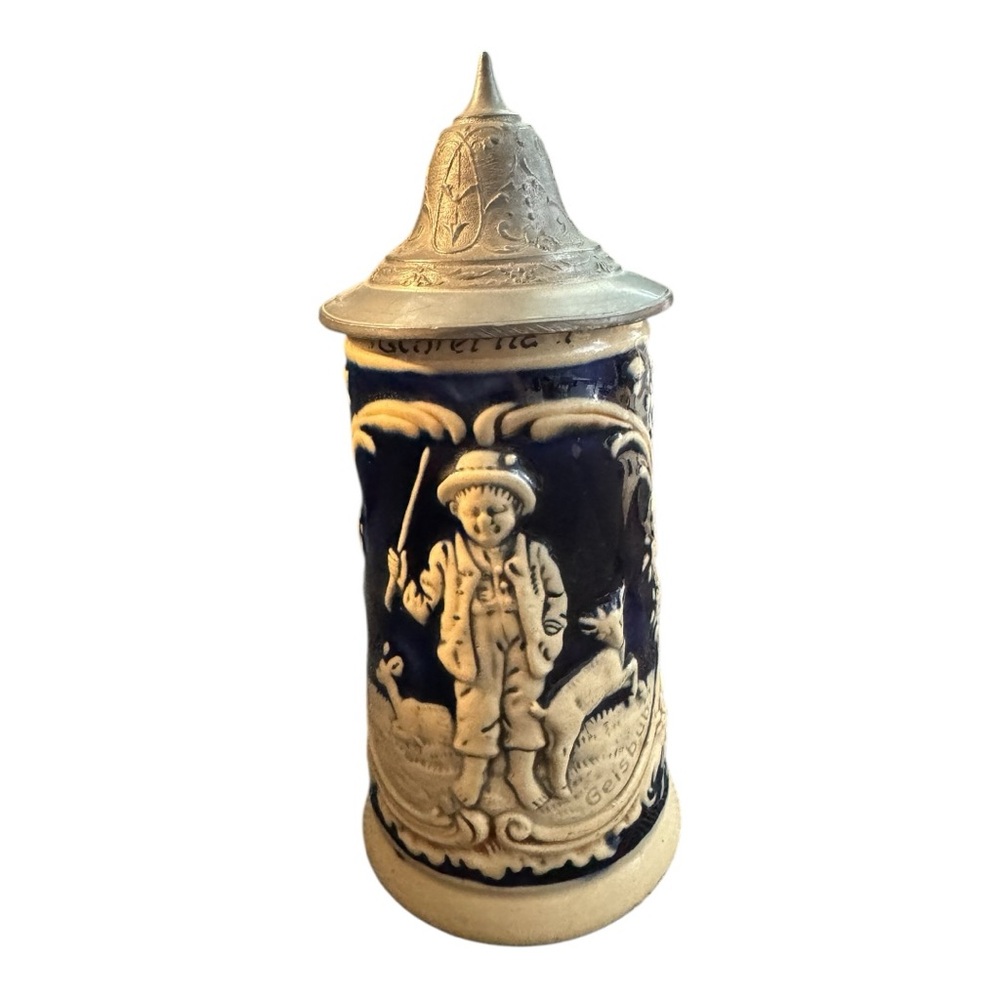 Vintage Ceramic Mini Beer Stein with Lid